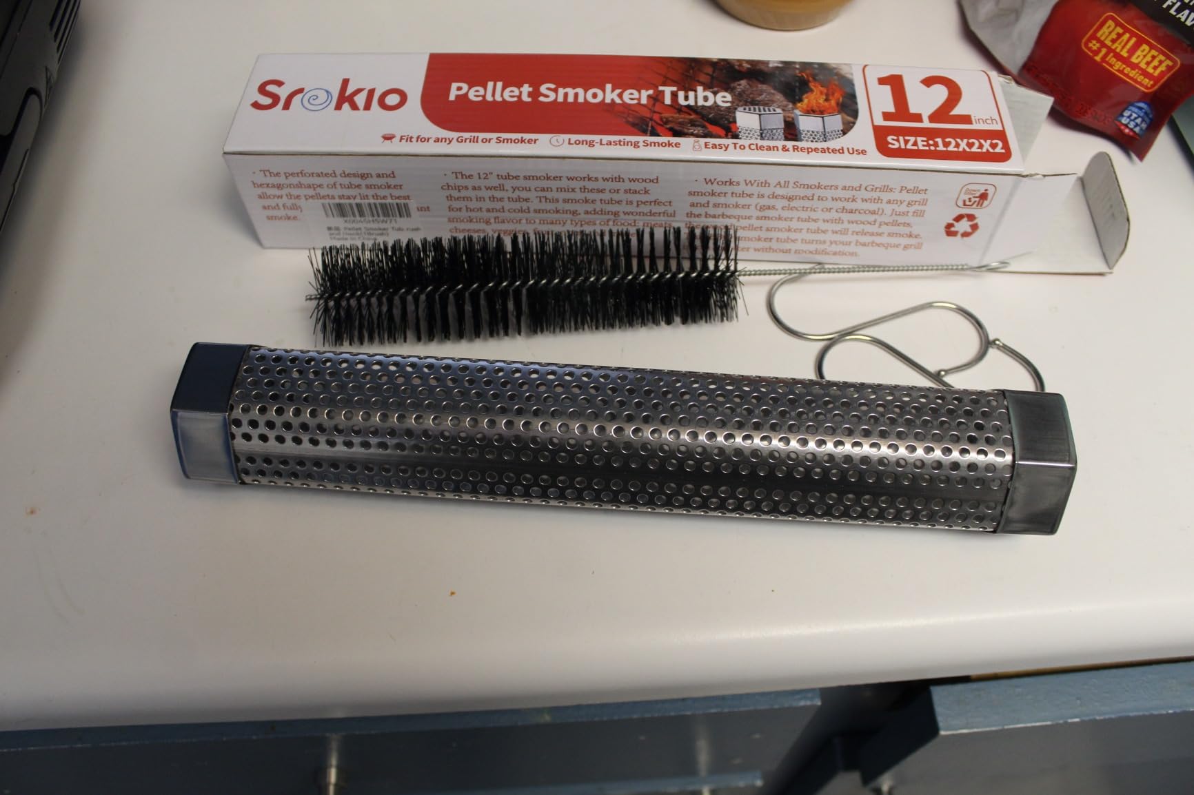 Pellet Smoker Tube,304 Premium Stainless Steel Smoke Tube,12'' Smoker Tube for Pellet Grill and Smoker with Brush -Hot or Cold Smoking Accessories customer photo 2