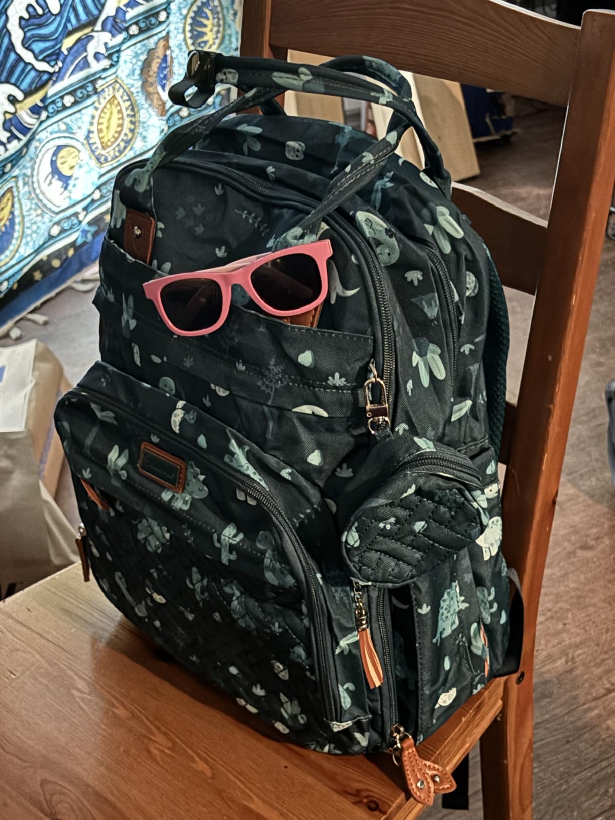 BabbleRoo Diaper Bag Backpack - Baby Essentials Travel Tote - Multi Function Water Resistant Diaper Bag, Travel Essentials Baby Bag with Changing Pad, Stroller Straps & Pacifier Case - Unisex, Dino customer photo 2