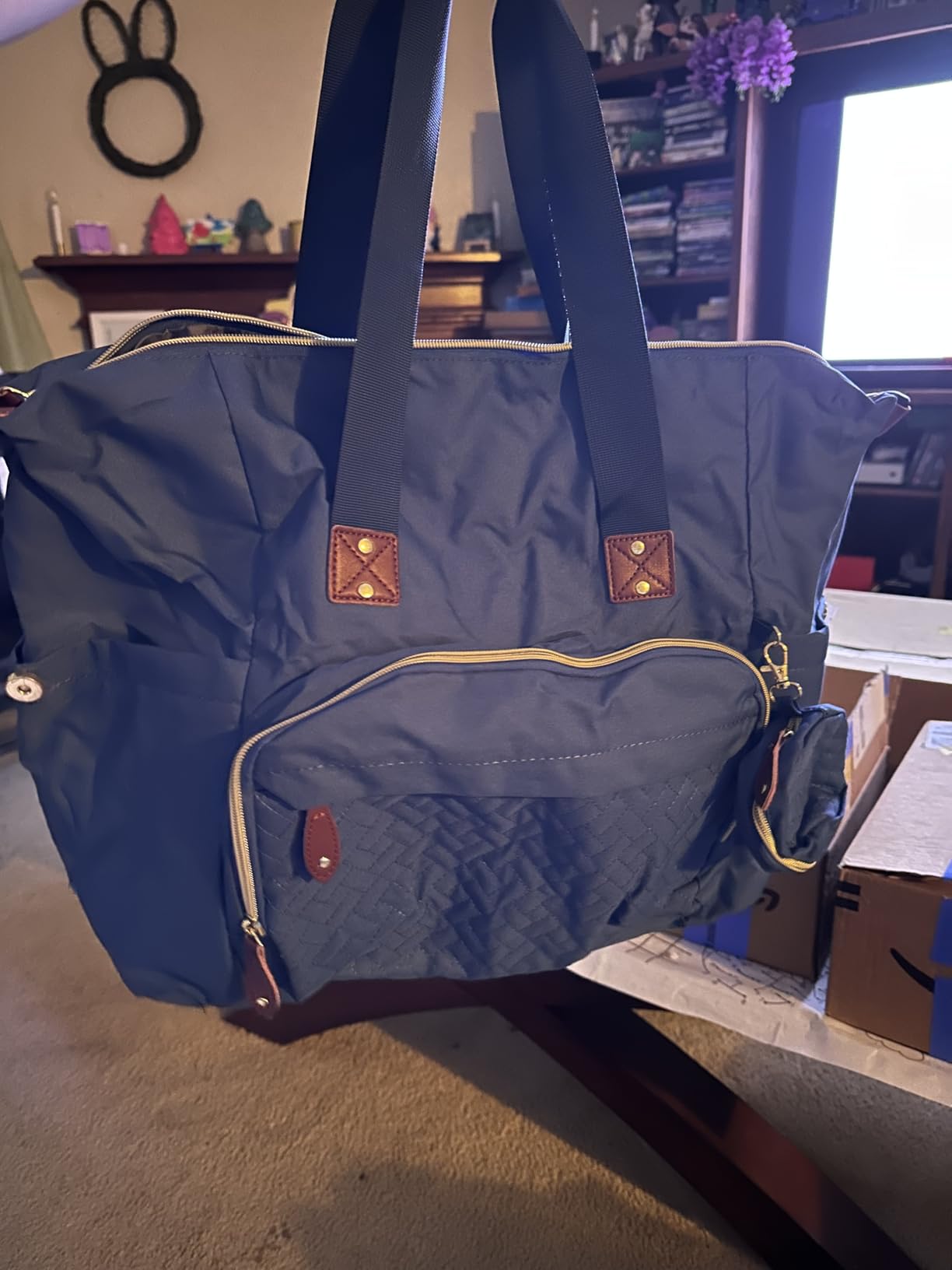 Tenot Diaper Bag Tote, Baby Diaper Bag with Pacifier Case Grey customer photo 2