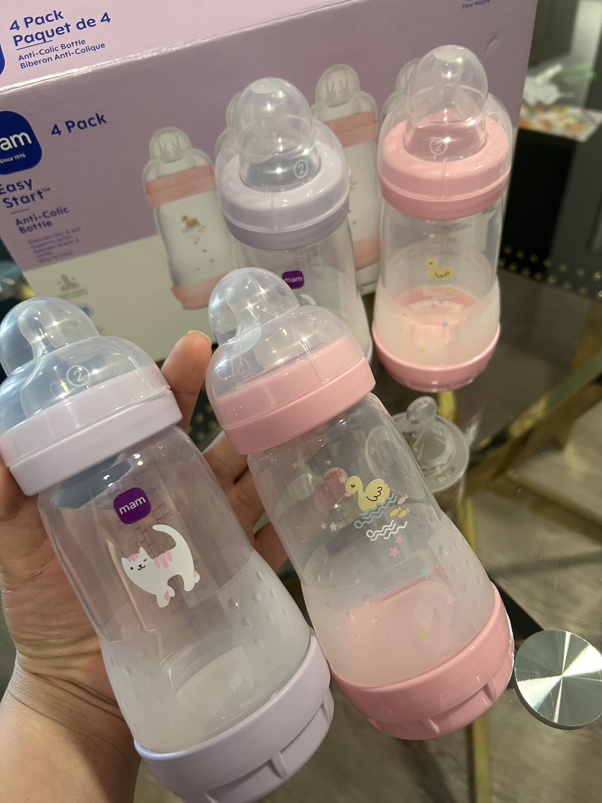 MAM 9oz Easy Start Anti-Colic+ Vented Baby Bottles, 2+ Months, 4 Pack, Girl customer photo 2