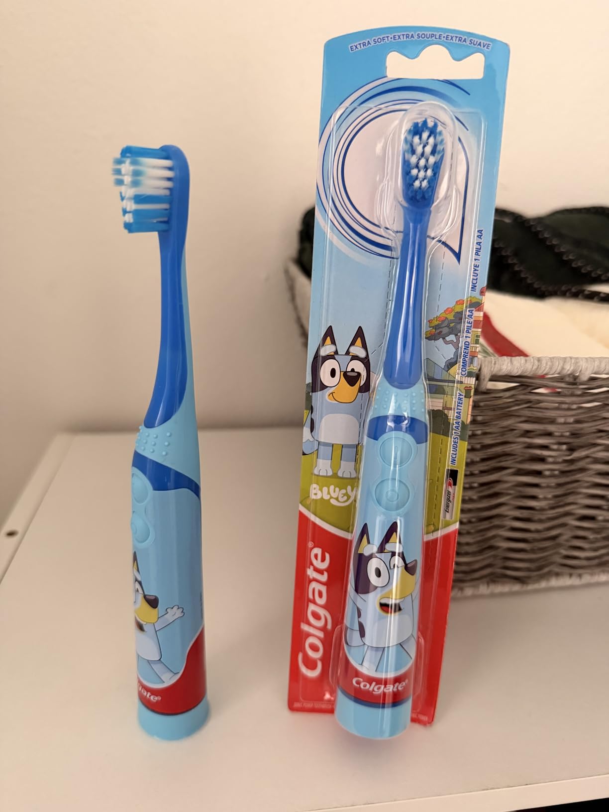 Colgate Kids Battery Powered Toothbrush | Extra Soft Bristles | Flat-Laying Handle | Bluey | 2 Pack customer photo 2