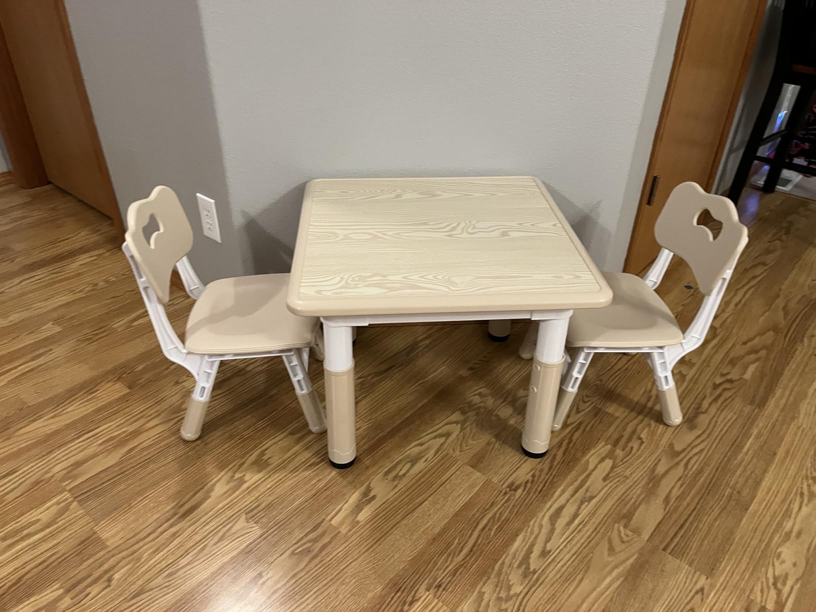 Height Adjustable Kids Table and Chairs Set (2 Chairs) for Ages 2-8 | Non-Slip Toddler Activity Table with Wipe-Clean Desktop, Montessori Learning & Art Drawing Desk for Home Preschool Classroom customer photo 2