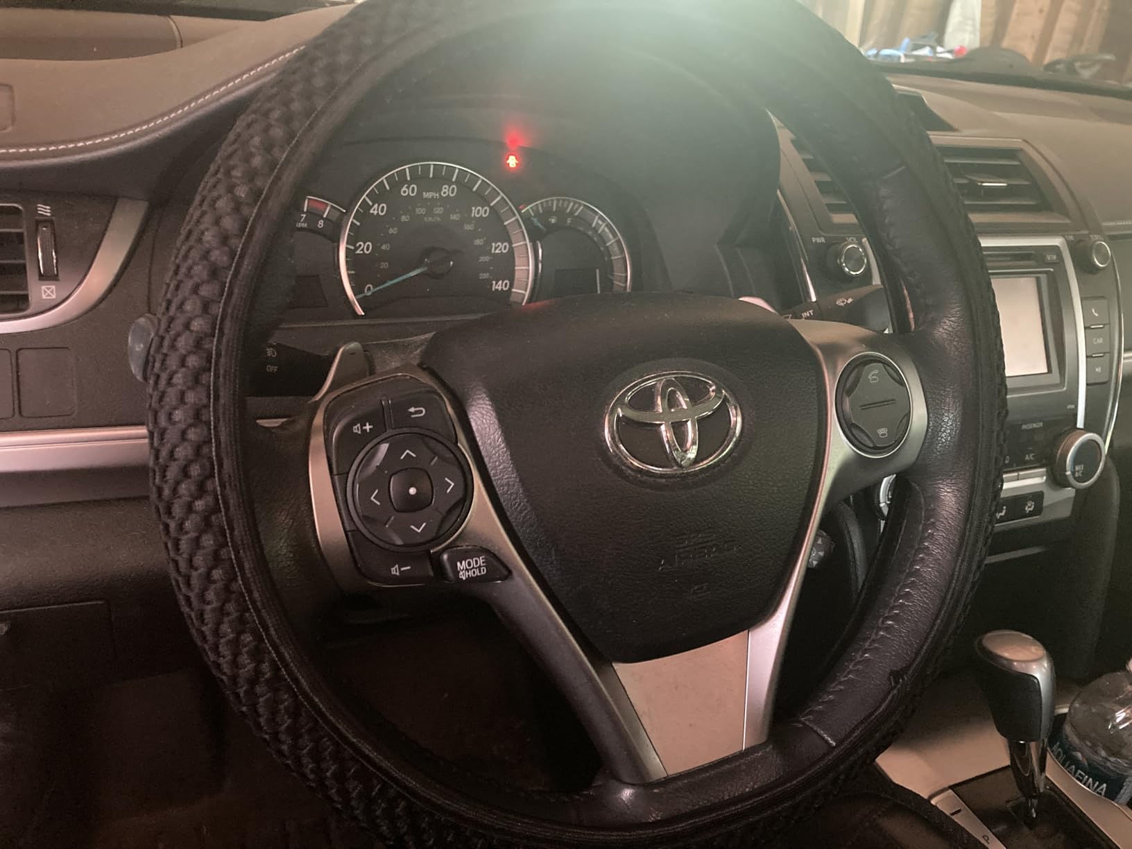 Stretch Elastic Steering Wheel Cover, All-Season Comfort, Warm in Winter & Cool in Summer, Universal 15 Inch Microfiber Breathable Ice Silk, Anti-Slip, Odorless, Easy Carry, Fit Car, SUV (Beige) customer photo 2