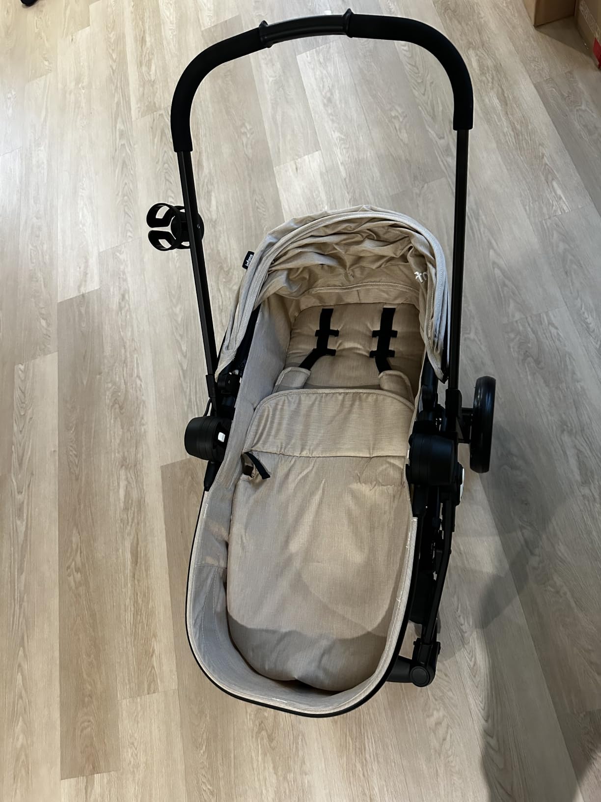 INFANS 2 in 1 Baby Stroller, High Landscape Infant Stroller & Reversible Bassinet Pram, Foldable Pushchair with Adjustable Canopy, Cup Holder, Storage Basket, Suspension Wheels (Green) customer photo 2
