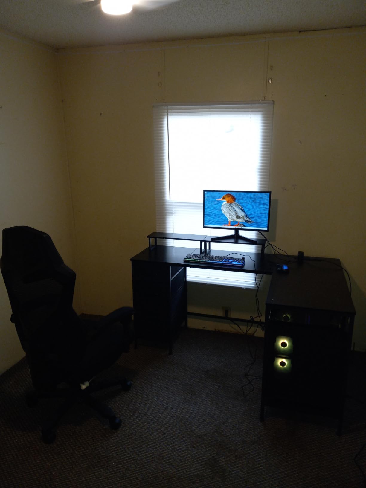 Korfile 59 inch L Shaped Computer Desk with Power Outlets, Black customer photo 1