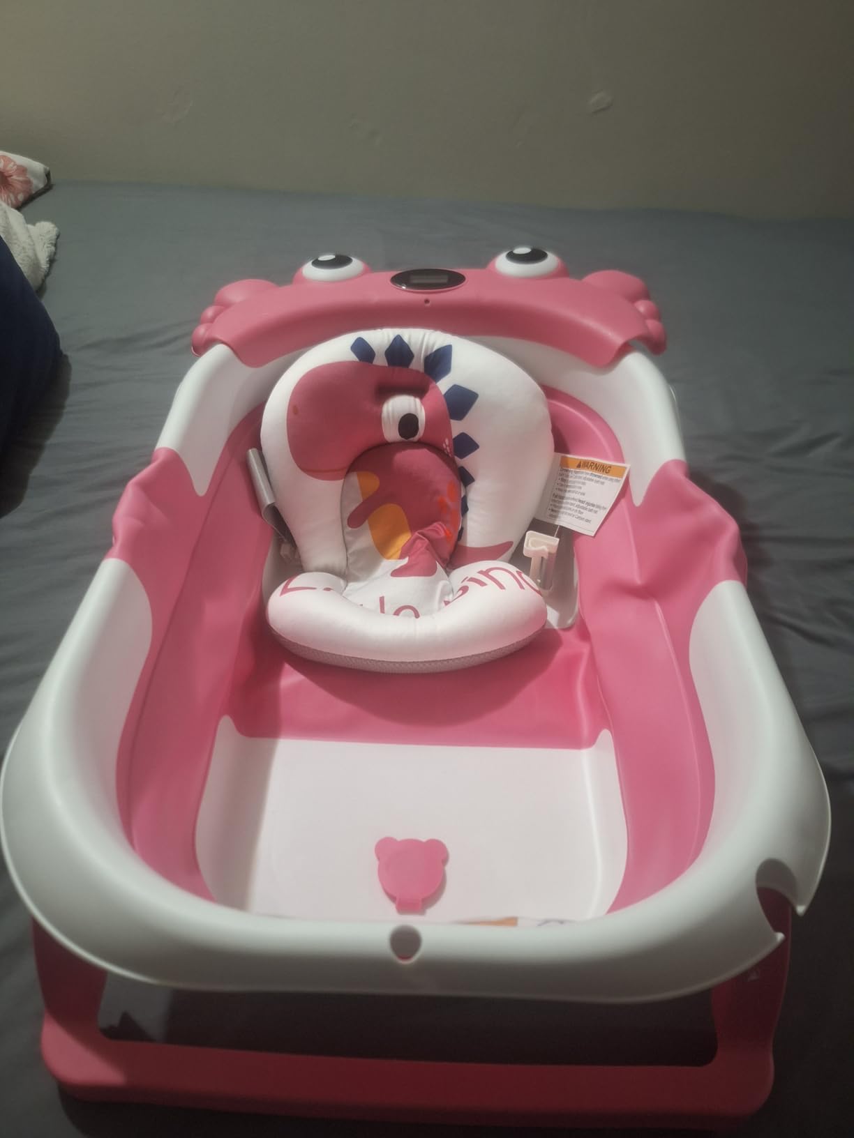 Collapsible Baby Bathtub for Newborns to Toddler with Real-time Temp Monitor & Floating Cushion, Portable Travel Tub for 0-36 Month, Foldable Baby Bath Tub for Infants Girl (Pink) customer photo 2