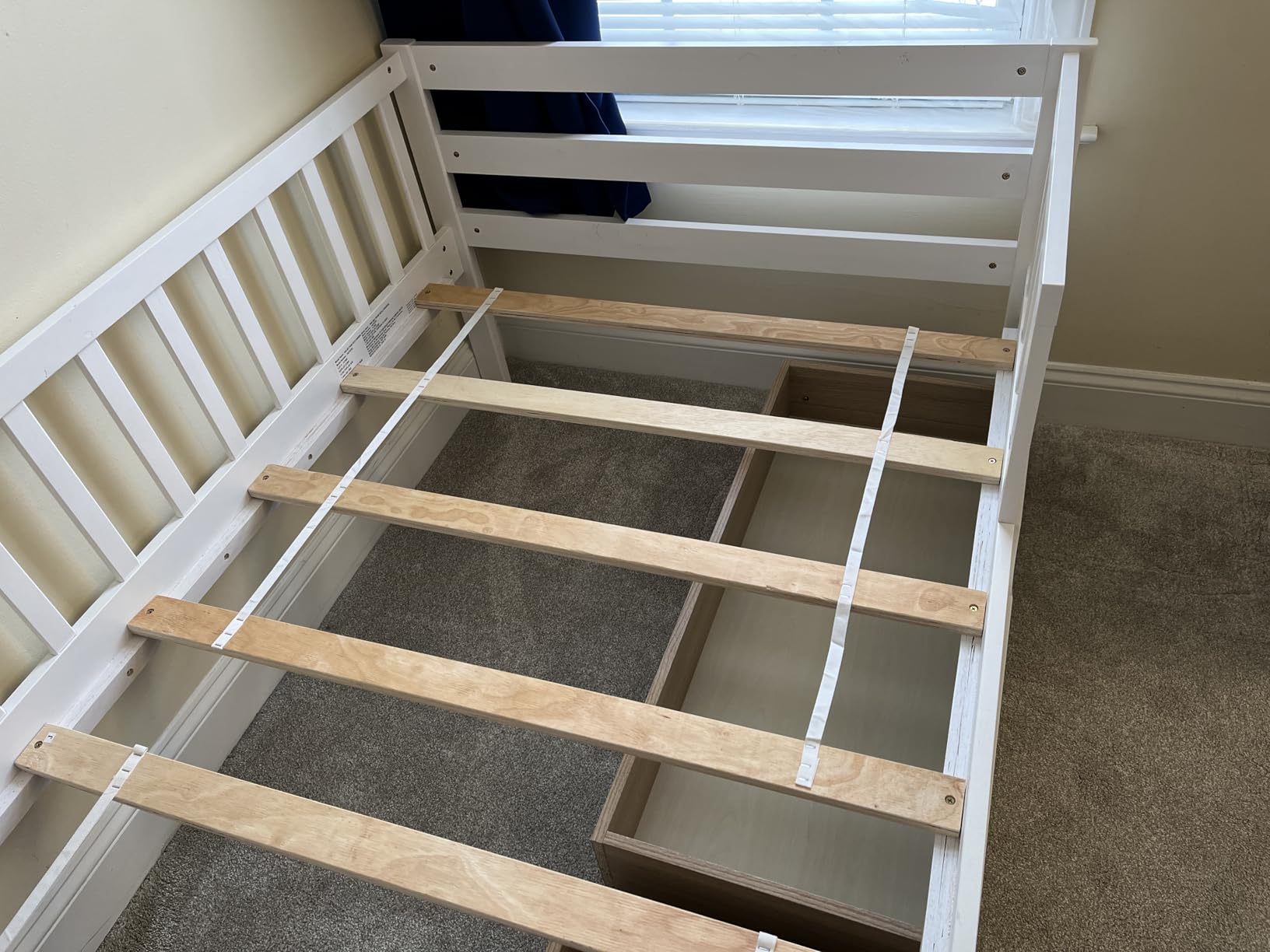 GIANTEX Twin Kids Bed with Storage Drawers, Wood Montessori Bed with Rails & Side Shelf, Low Daybed for Boys, Girls, No Box Spring Needed (White) customer photo 2