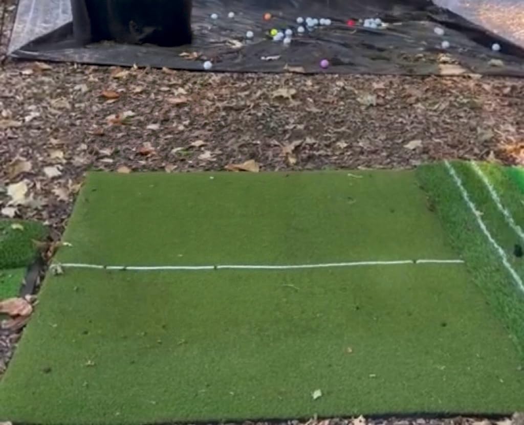 Premium Dual-Turf 5x4ft Golf Mat: 21MM to 50MM High-Elasticity Base Upgraded Golf Hitting Mat, Alignment & Angle of Approach Aid, Indoor/Outdoor Practice, Green,Ideal Gifts for Men Him Dad Husband customer photo 1