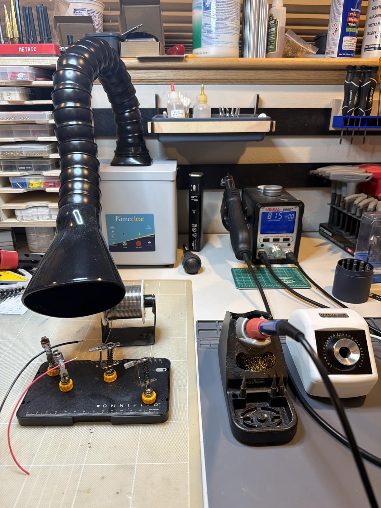 FumeClear FC-2001A Solder Fume Extractor, 2-in-1 H13 HEPA Activated Carbon | 70-106 CFM Strong Suction with Semi-rigid Tube, 3-Speed Control For Desktop Soldering Fume Odor Removal, Low-Noise 100-240V customer photo 1