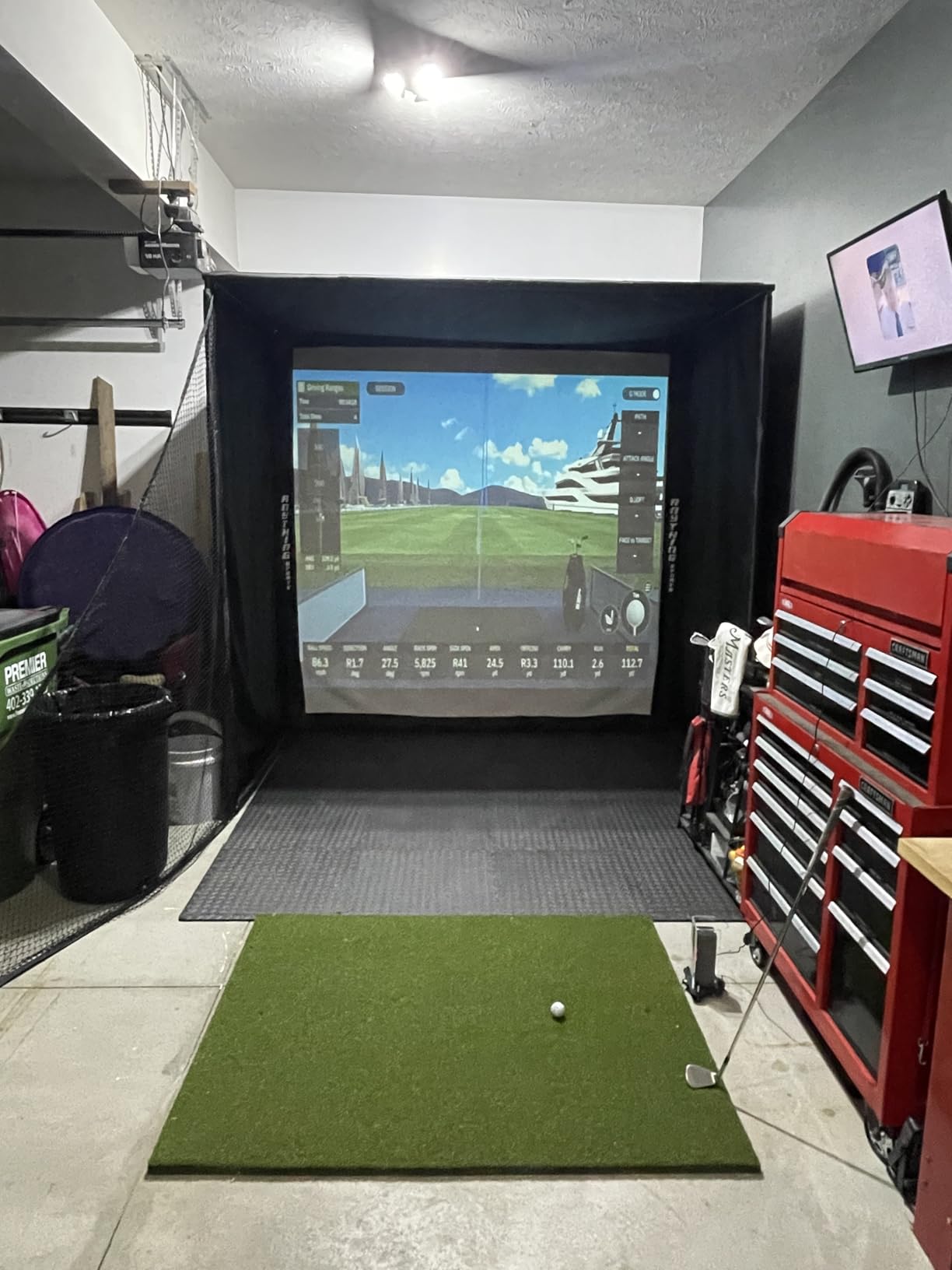 Complete Golf Simulator Enclosure Package – 4K-Ready Impact Screen with Blackout Cage, Projector Mount, Frame Poles, Side Shank Nets | Indoor & Garage Practice | Easy Setup | 12-Month Warranty customer photo 1
