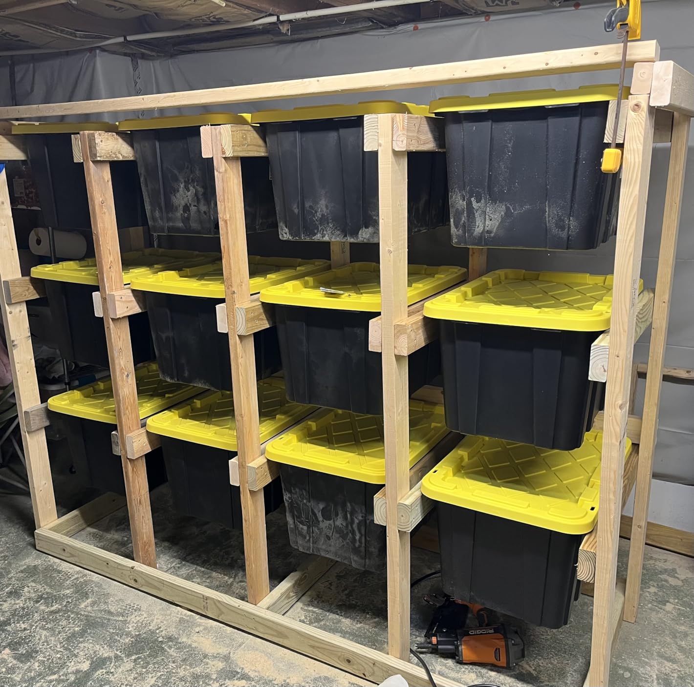 Sterilite Industrial Storage Tote with Lids for Garage, 27 Gallon, 12-Pack | Heavy-Duty and Stackable Utility Box Containers for Home, Office, and Basement Organization, Black/Yellow customer photo 2