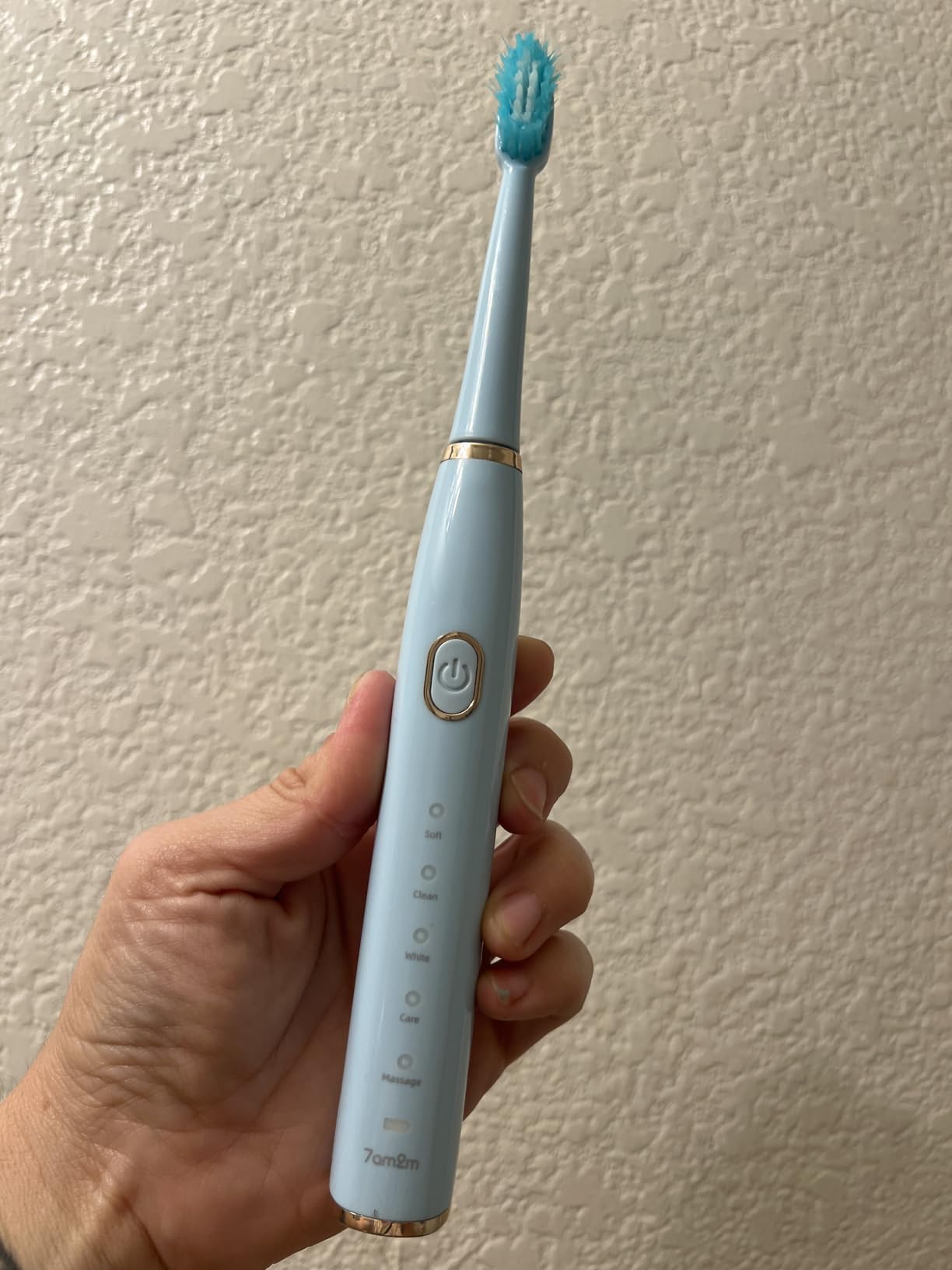 7AM2M Sonic Electric Toothbrush for Adults and Kids- High Power Rechargeable Toothbrushes with 8 Brush Heads,5 Adjustable Modes, Built-in 2-Minute Smart Timer,4 Hours Fast Charge for 30Days (Blue) customer photo 2