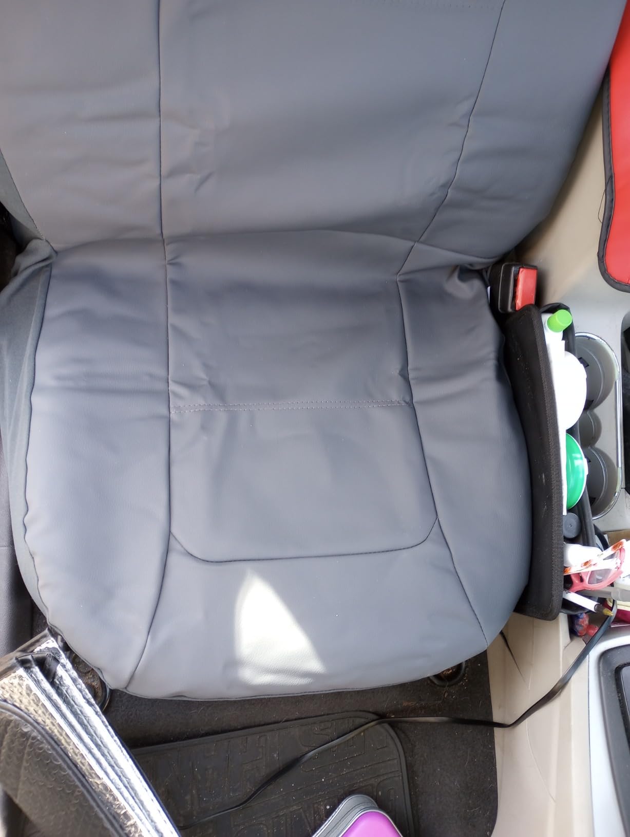 Road Comforts Car Seat Cover, Leather Car Seat Covers, Front Low Back Sport Seat Covers, Airbag Compatible, Universal Fits for Most Cars (Red) customer photo 1
