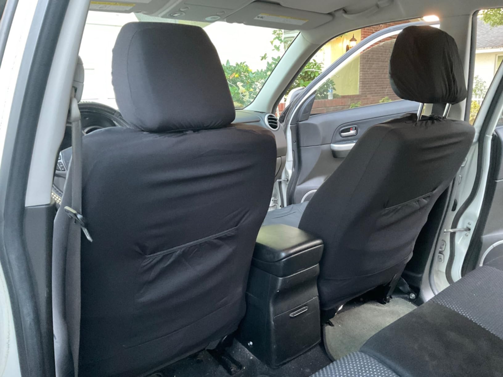 Road Comforts Car Seat Cover, Leather Car Seat Covers, Front Low Back Sport Seat Covers, Airbag Compatible, Universal Fits for Most Cars (Red) customer photo 2