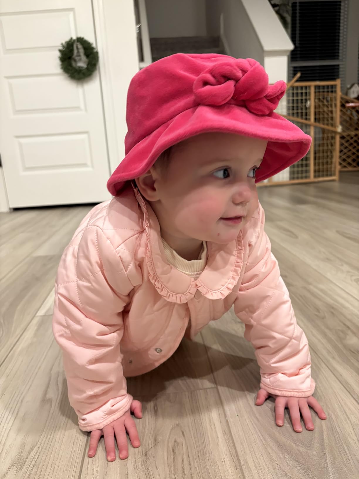 Amazon Essentials x Sofia Grainge Toddler and Baby Girls' Midweight Quilted Field Jacket with Ruffle customer photo 2