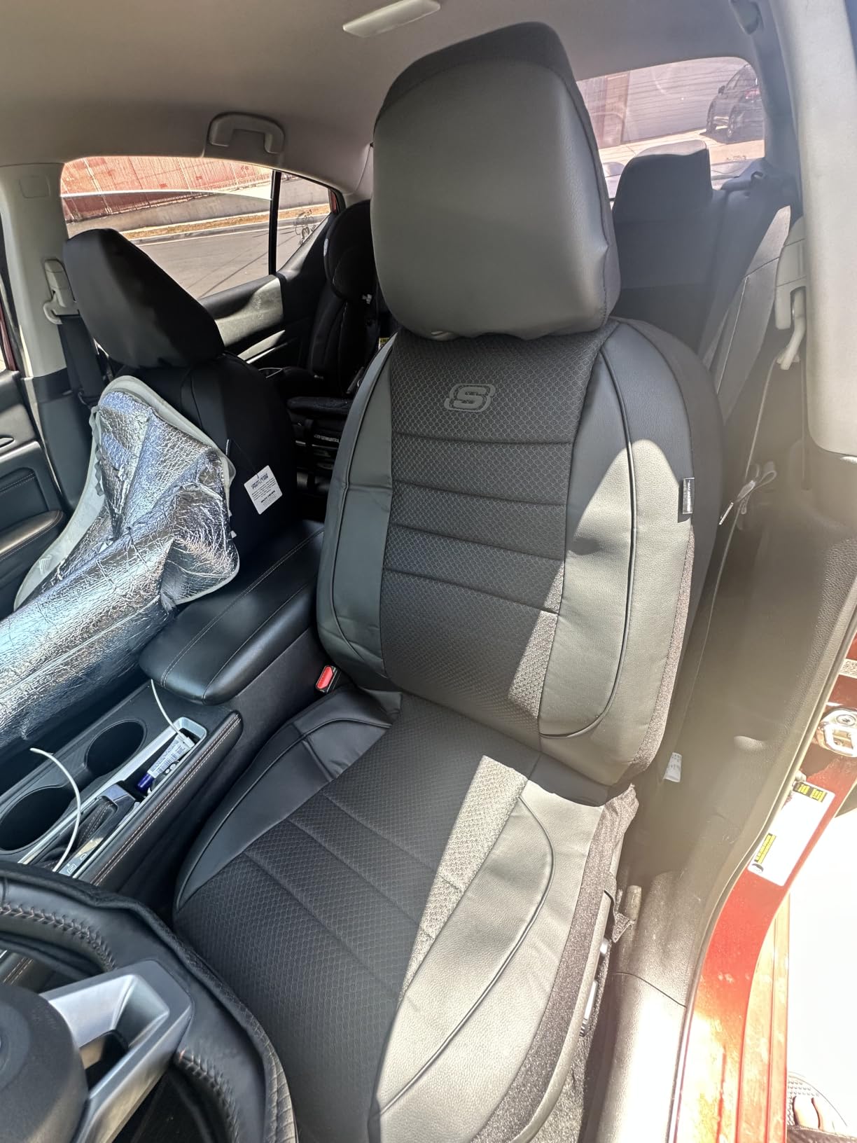 Skechers Air-Cooled Memory Foam Seat Covers,Mesh Thick Car Seat Covers,Piping Leather Car Seat Covers Front Seats,Airbag Compatible,Automotive Comfort Universal FitMost Cars,Vans,Truck,SUV,Black customer photo 1