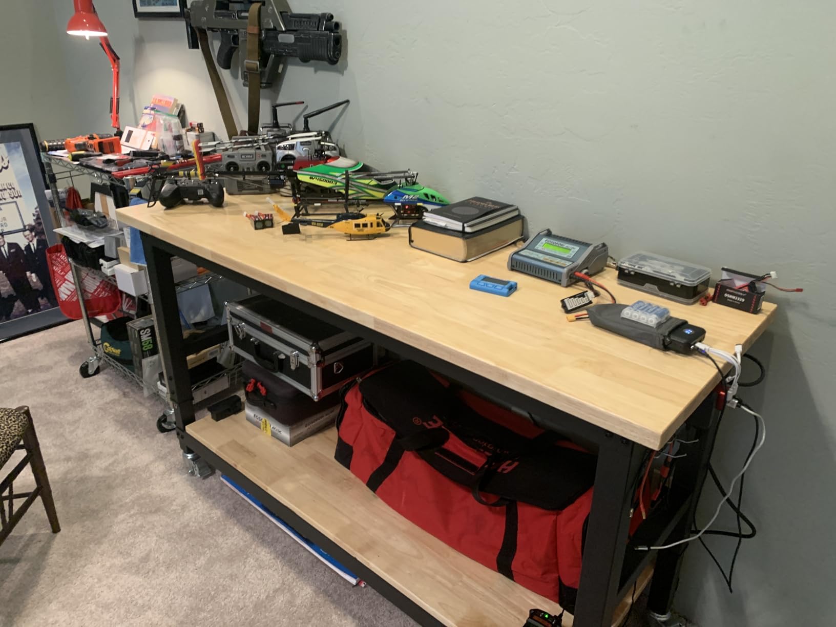 ENJOYWOOD Work Bench for Garage Adjustable Workbenches with Storage 60 Inch Garage Workbench with Under Table Shelf, Pegboard, Power Outlets customer photo 2