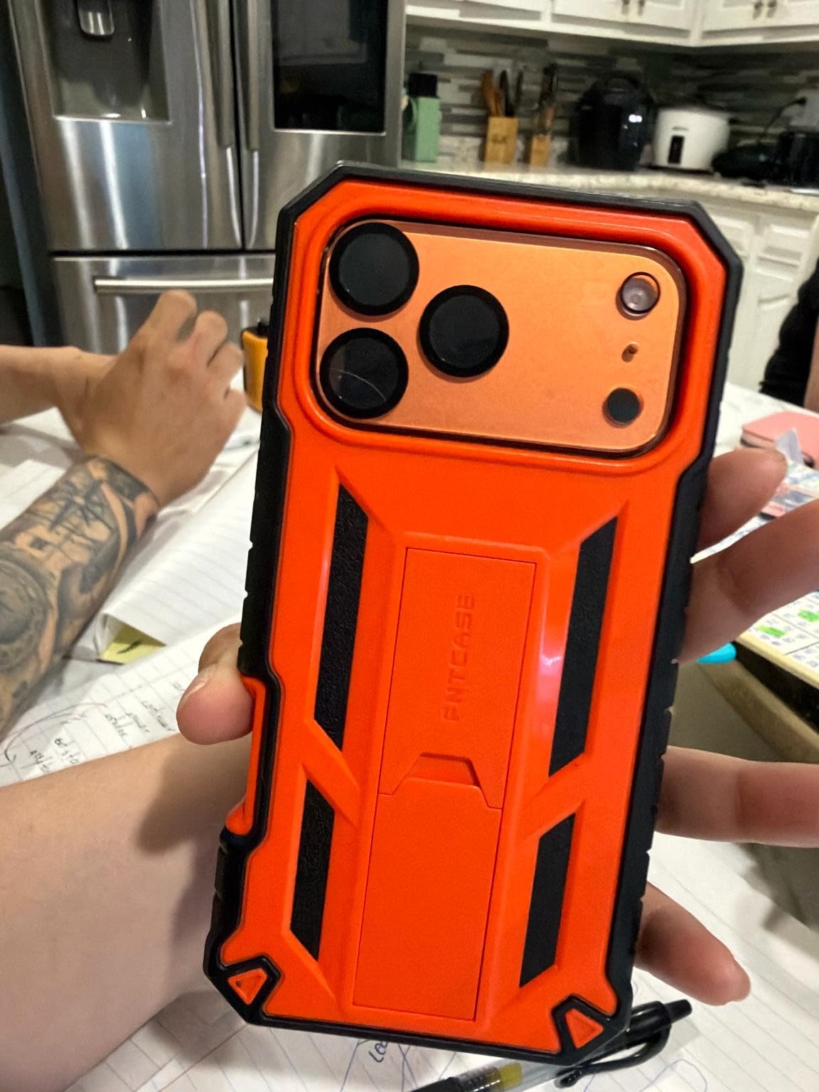 FNTCASE for iPhone 16 Case, with Built-in Screen Protector, with Kickstand customer photo 2