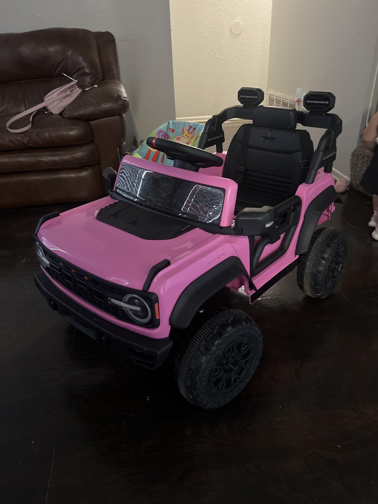 ENYOPRO 12V Licensed Ford Bronco Raptor Ride on Car for Kids, Battery Powered Electric Car for Toddlers w/Remote Control, Spring Suspension, Seat Belt, Bluetooth, Horn, LED Lights, Radio (Black) customer photo 1