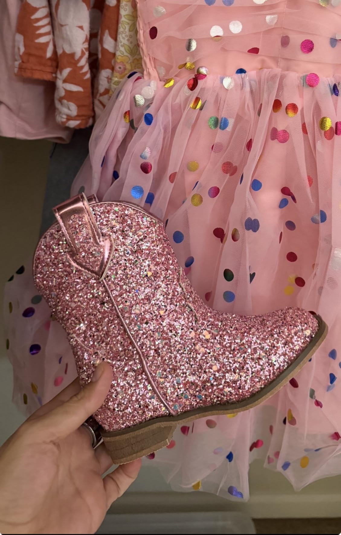 Motasha Toddler Girls Cowgirl Boots Glitter Toddler Cowboy Boot Ankle Girls Boots Little Kids Horse Riding Shoes Party Birthday customer photo 1