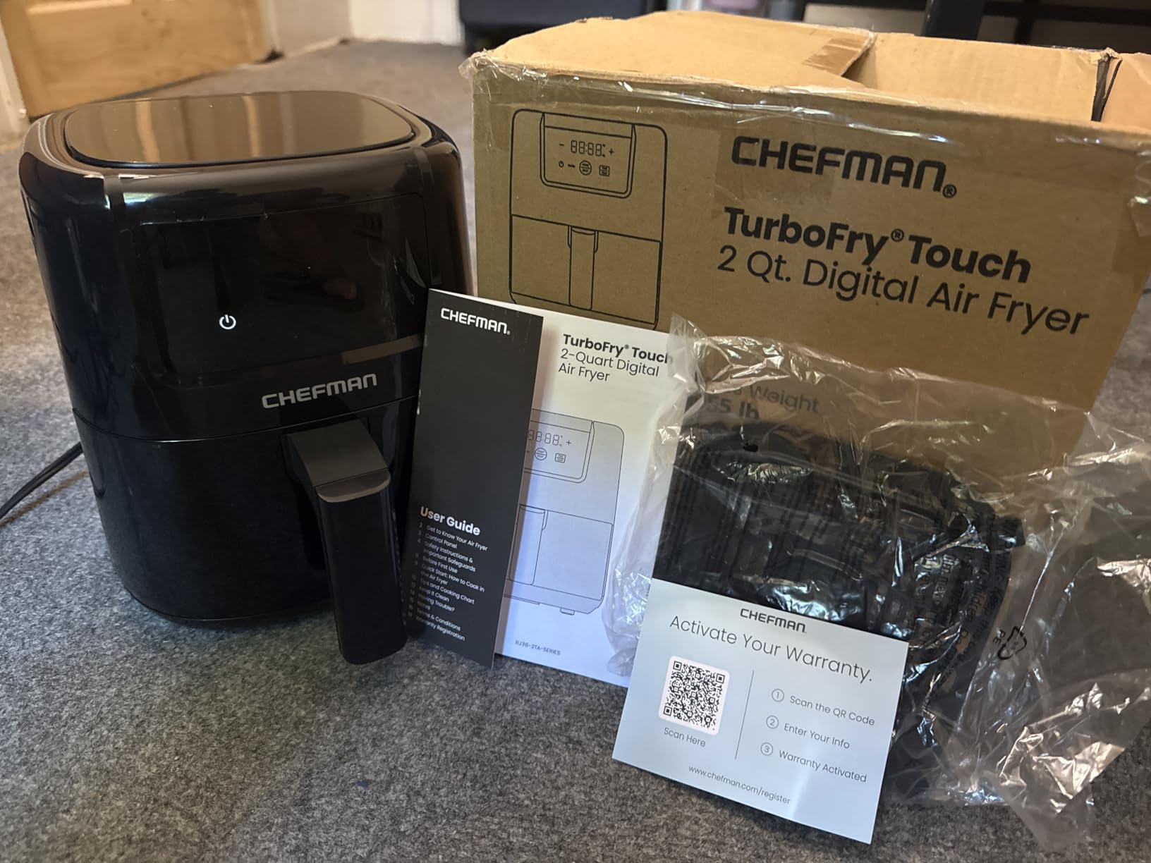 CHEFMAN 2 Qt Mini Air Fryer – Digital Space-Saving Compact Air Fryer with Nonstick and Dishwasher Safe Basket, Quick & Easy Meals in Minutes, Features Digital Timer and Shake Reminder – Black customer photo 2
