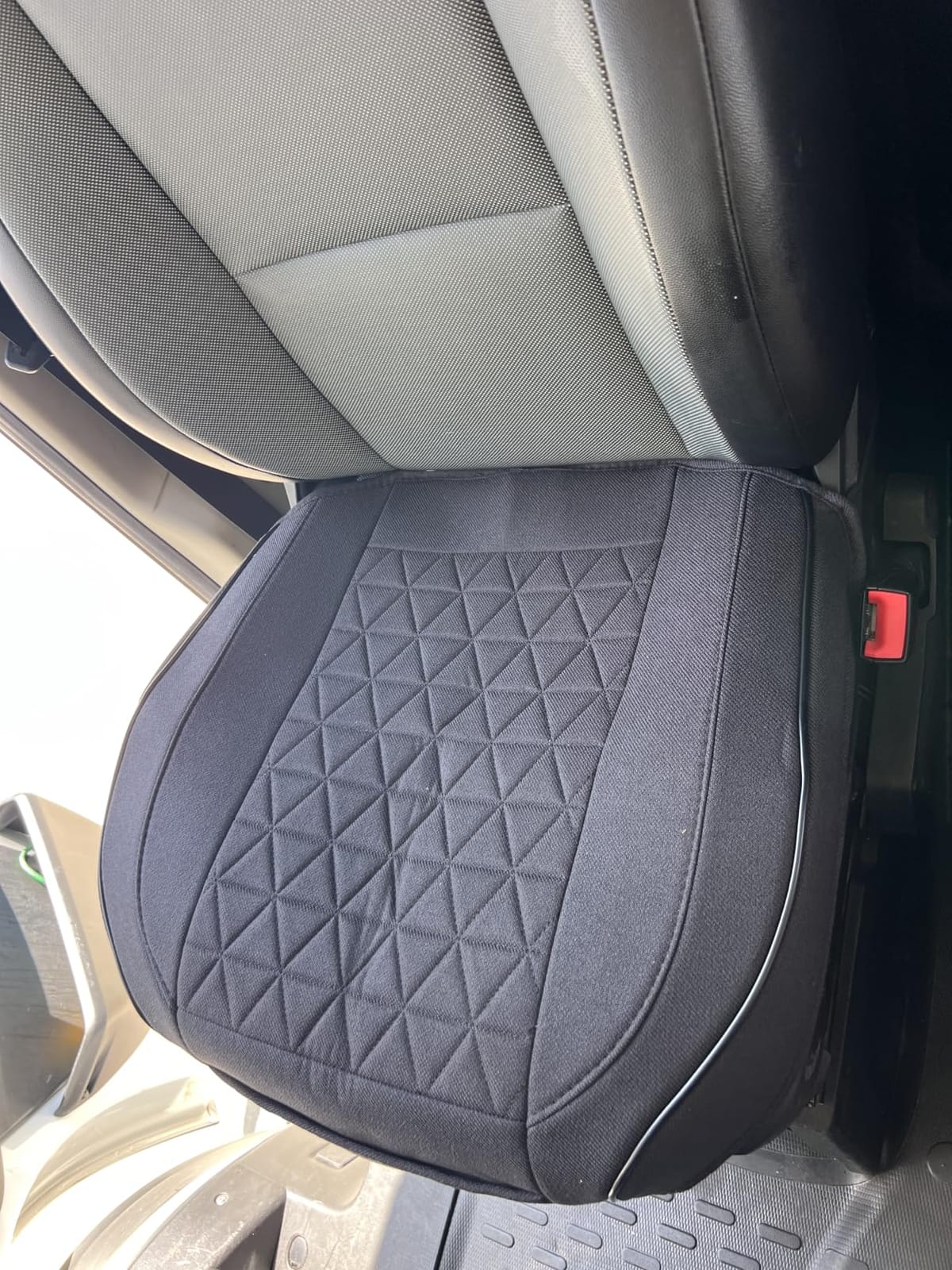 West Llama Linen Front Car Seat Cover Protector Anti-Slip Bottom Seat Cover Fits 95% of Vehicles, Wrapping Around The Bottom, Triangular Pattern (Gray-2Pcs) customer photo 2