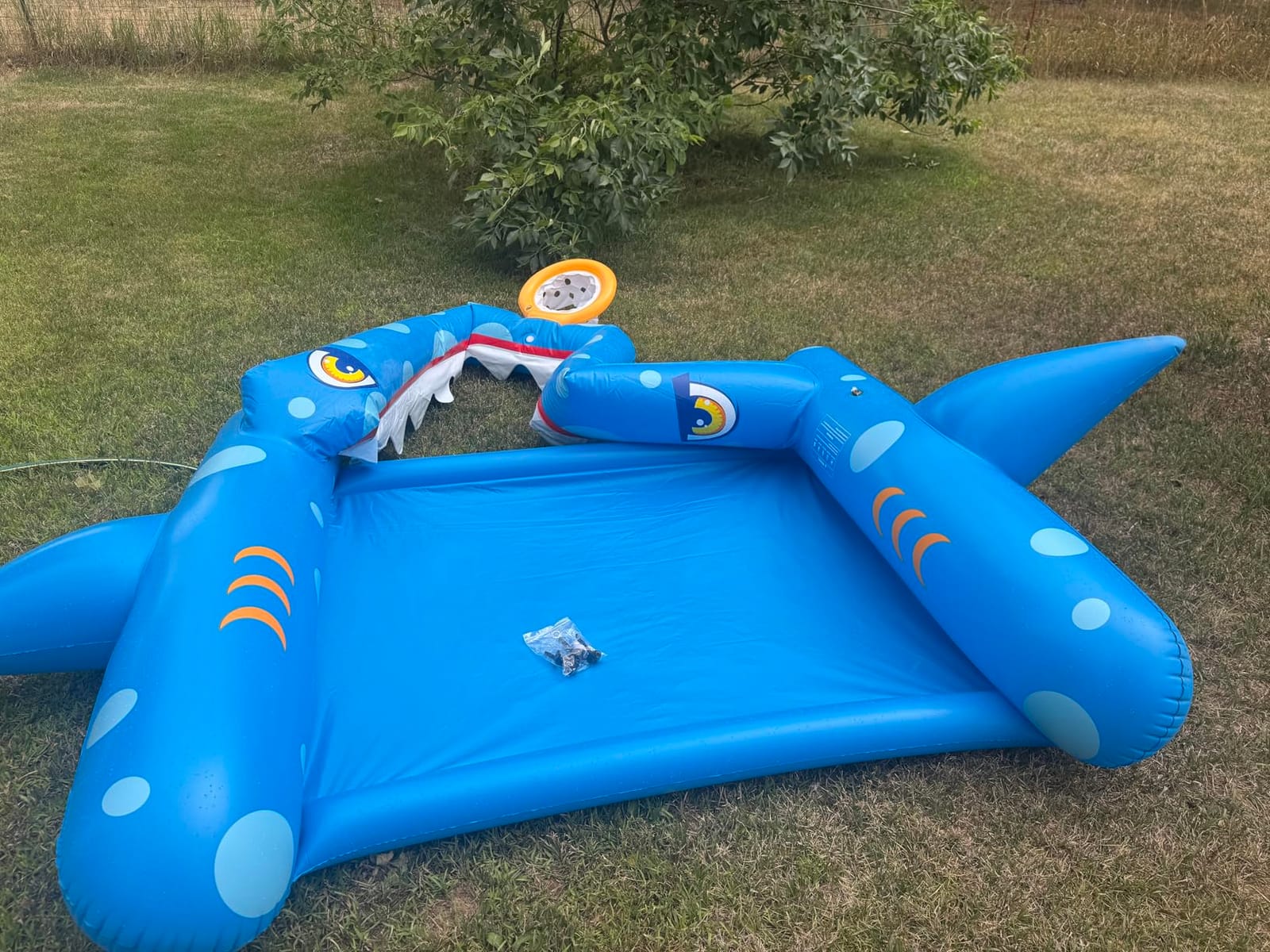 JOSEN Sprinkler for Kids Outdoor Play, Giant Inflatable Shark Water Toys Splash Pad with Basketball Hoop, Fun Sprinkler Summer Outdoor Game for 3-8 Years Old Children Boys Girls Birthday Gift customer photo 1
