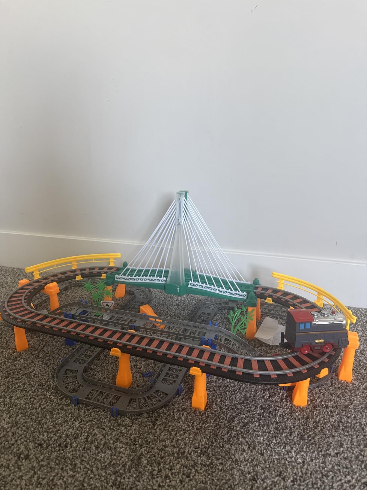 Electric Train Set for Kids Ages 4-8 with Train Tracks Set & Car Tracks Lights Up Bridge Road Sign Realistic Sound Train Track Accessories Playset Boy Toys Birthday 4 5 6 7 8+ Year Old customer photo 1