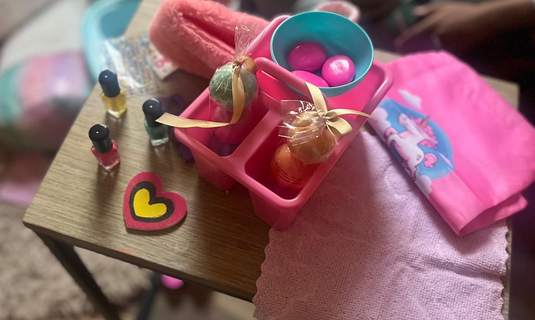 Kids Spa Day Kit Girls Foot Spa Music Soak Tub,Nail Dryer Set & Bath Bombs customer photo 2