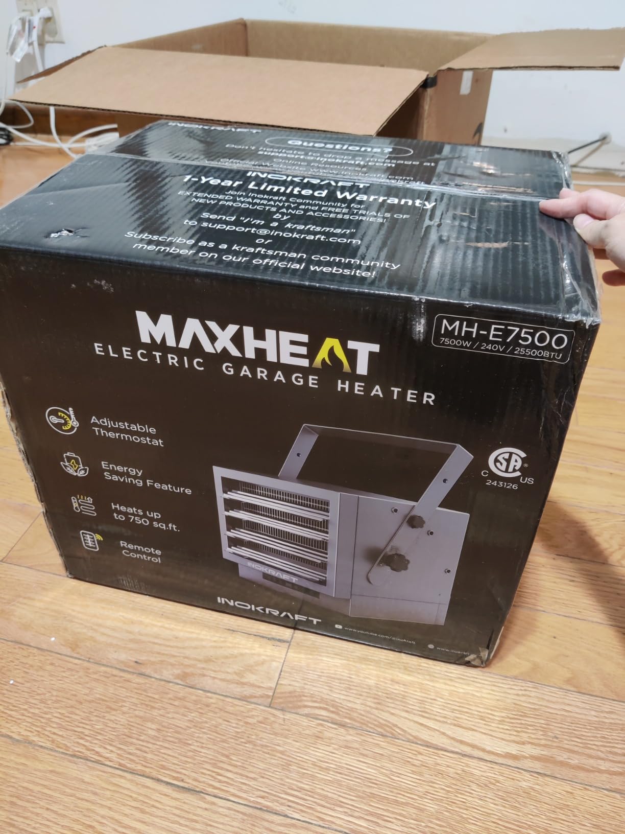 InoKraft 7500W Electric Garage Heater, 240V Ceiling-Mount, Hardwired customer photo 2