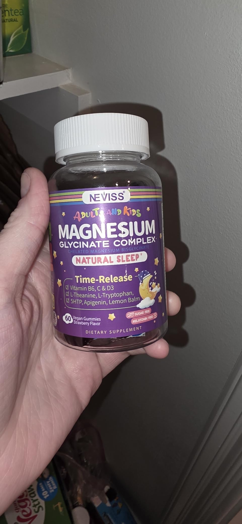 Magnesium Glycinate Gummies for Adults & Kids 4+, Sugar Free Magnesium Bisglycinate Supplement 400/200mg with B6D3, L-Theanine for Sleep & Relaxation, Brain, Muscle, Melatonin Free Gummies,1Pack customer photo 1