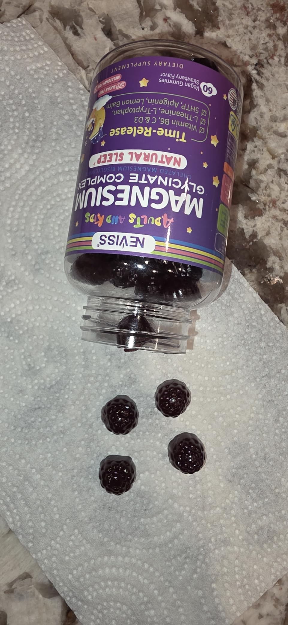 Magnesium Glycinate Gummies for Adults & Kids 4+, Sugar Free Magnesium Bisglycinate Supplement 400/200mg with B6D3, L-Theanine for Sleep & Relaxation, Brain, Muscle, Melatonin Free Gummies,1Pack customer photo 2