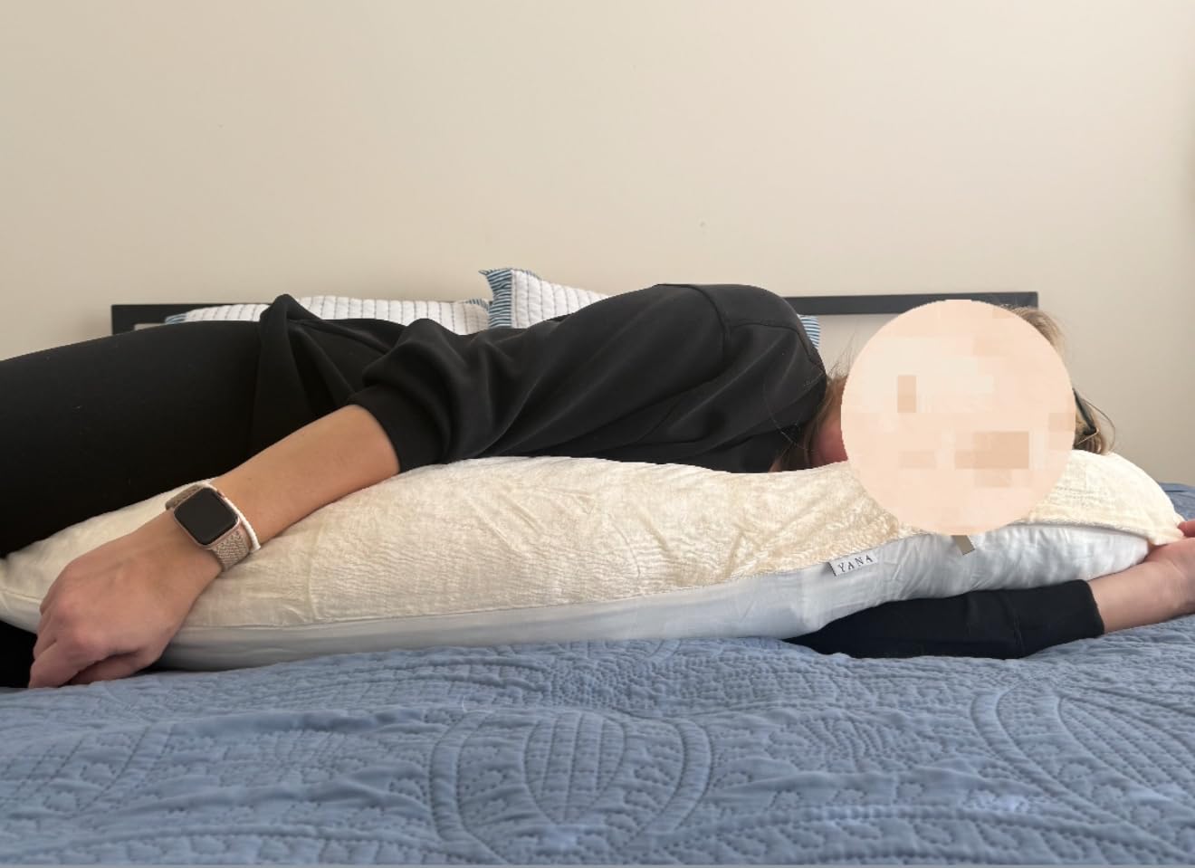 YANA 360 Body Pillow | Luxury U Shaped Pregnancy Pillow - Organic Bamboo Cotton - Shredded Cooling Gel Fill - Ergonomic Design - Double Sided - Washable customer photo 1