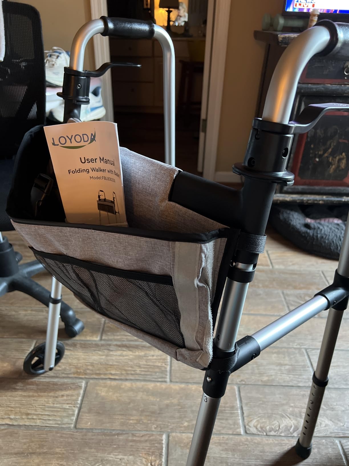 Loyoda Folding Walker with Basket and Glide Skis, 5