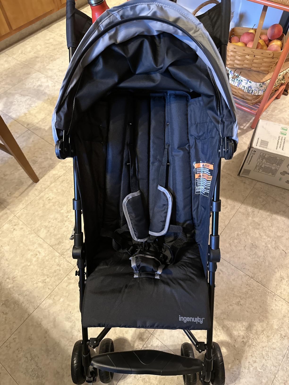 Ingenuity 3D Mini Convenience Stroller – Lightweight Stroller with Compact Fold, Multi-Position Recline, Canopy with Pop Out Sun Visor – Umbrella Stroller for Travel and More, Slate Grey customer photo 1