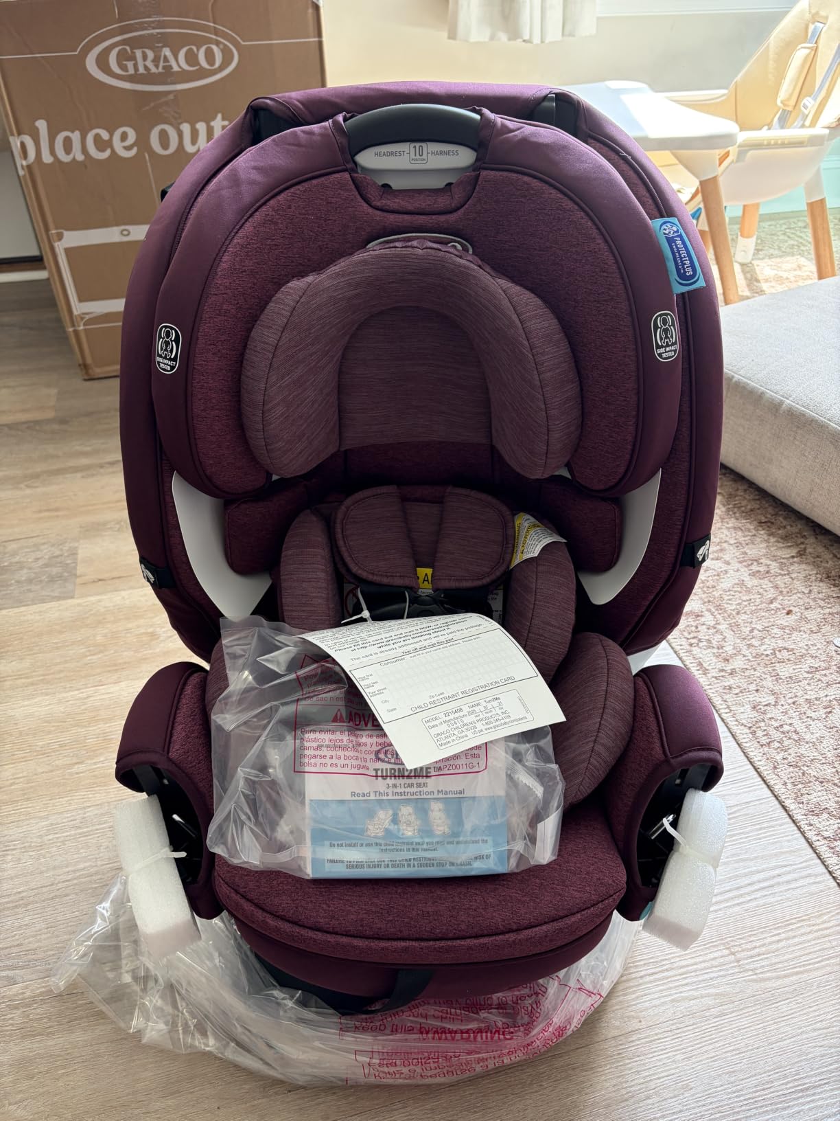 Graco Turn2Me 3-in-1 Rotating Convertible Car Seat, Cambridge, Rear-Facing Rotation Only, Forward-Facing Mode, Highback Booster Up to 100 lbs, Adjustable Headrest & Harness, Steel Reinforced Frame customer photo 2
