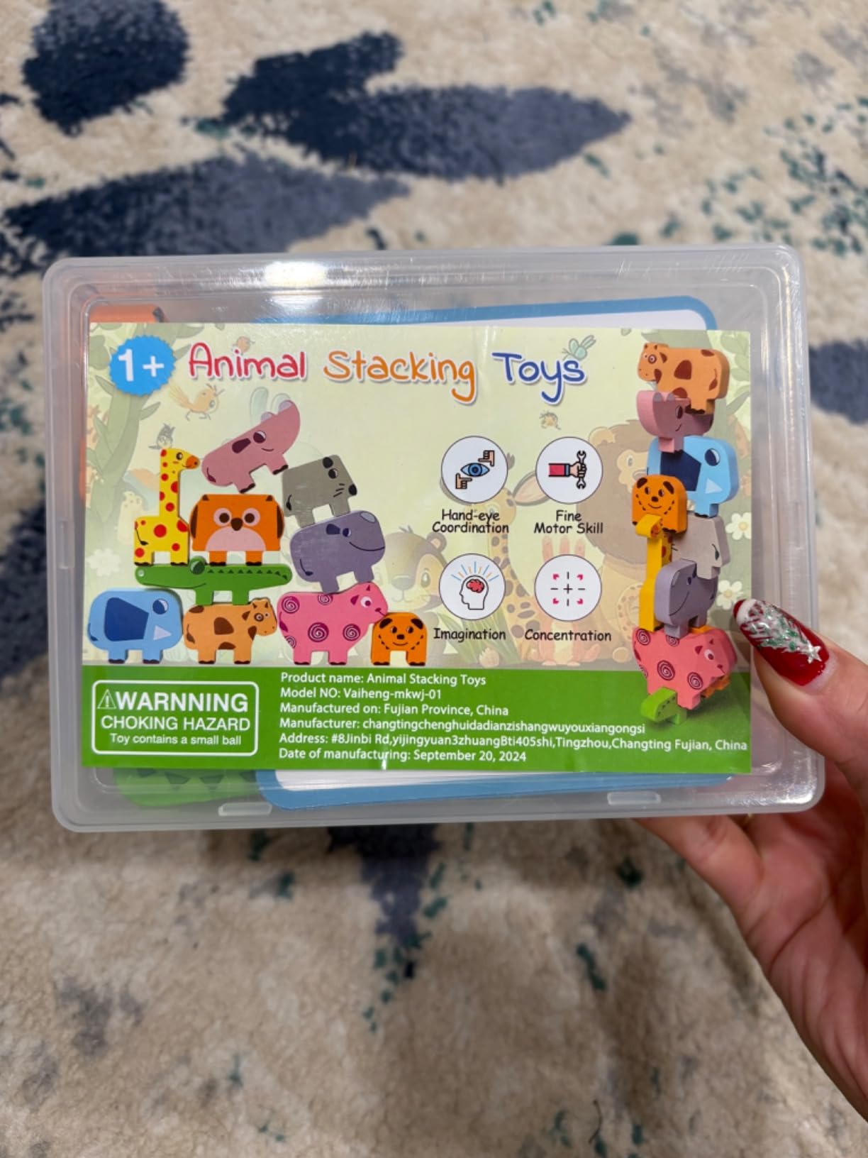 Vaiheng Toys for Toddlers 1-3, Montessori Toys for 1 2 3 4 Year Old Boys & Girls, Toy Age 2-4 0-2 Kids Baby, 1 2 3 Year Old Girls Boys Gifts, Wooden Animal Blocks Stacking Education Puzzles Toy customer photo 1