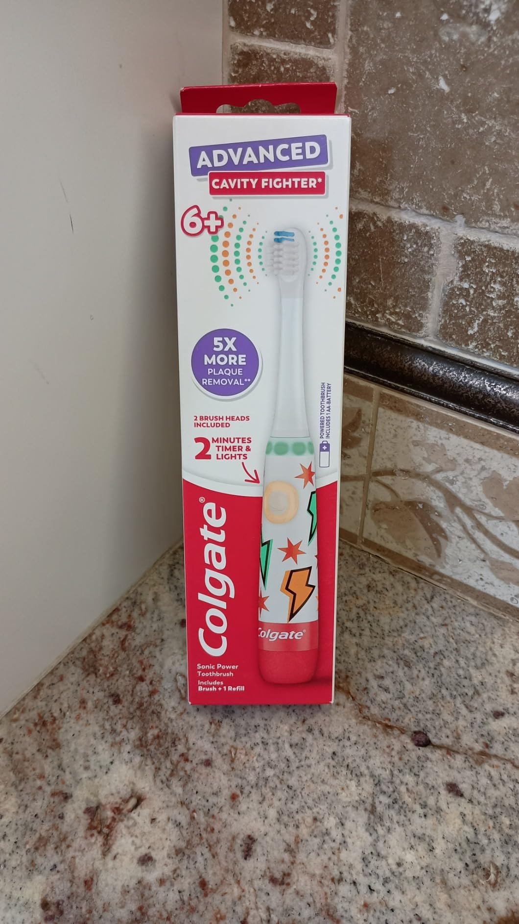 Colgate Cavity Fighter Kids Battery Electric Toothbrush with Timer Bundle | For Kids Ages 6 and Up, Includes 2 Replacement Heads, 2 Minutes Timer with Lights, 5x More Plaque Removal, Soft Toothbrush customer photo 2