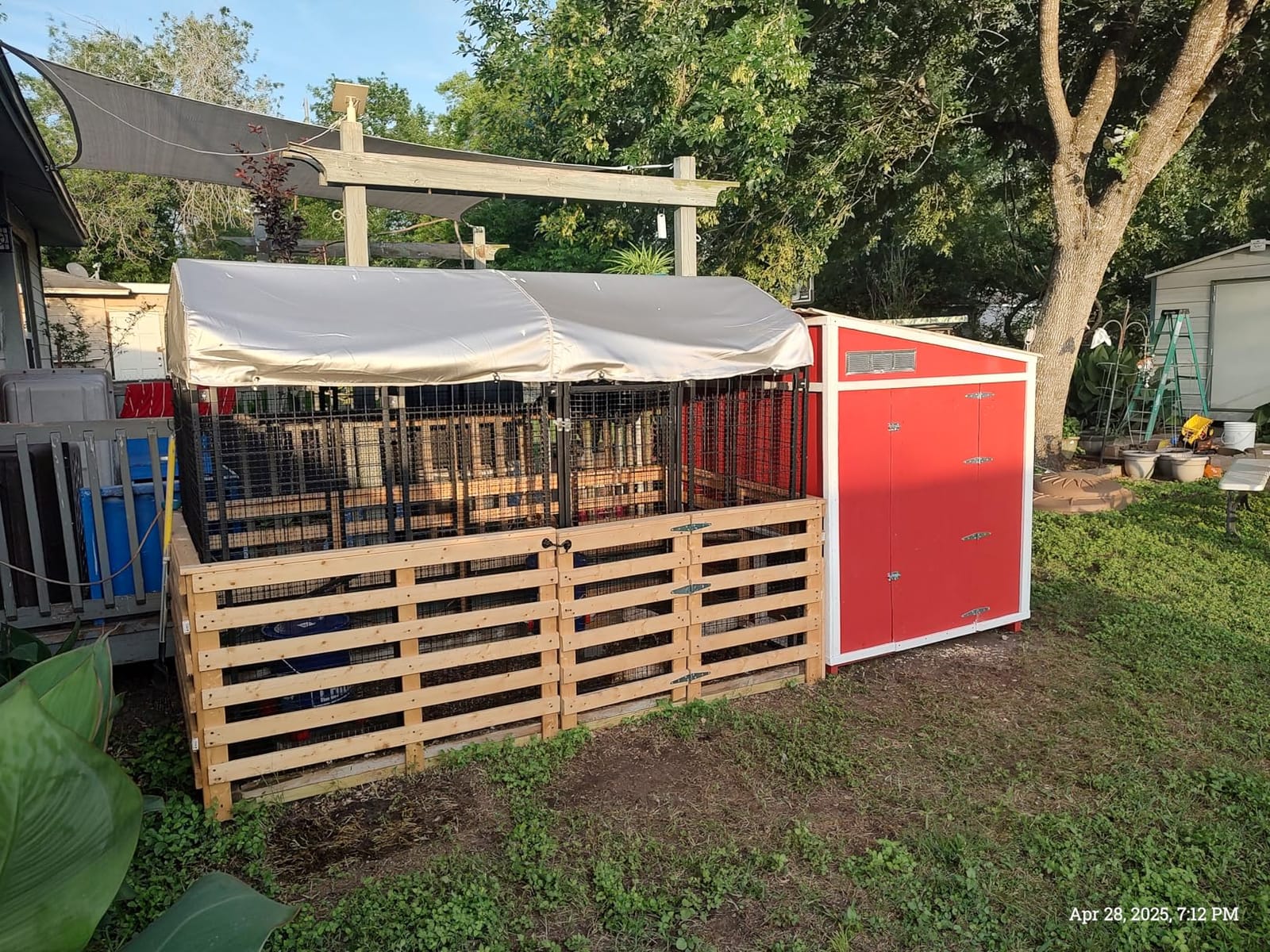 Dog Kennel Outdoor, Large Outside Dog Kennel with Roof & Swivel Feeders/Removable Doggy Door Allow Connecting Your Dog House, Heavy Duty Dog Run Pen for Medium/Large Dogs (8'L x 4'W x 6'H) customer photo 1