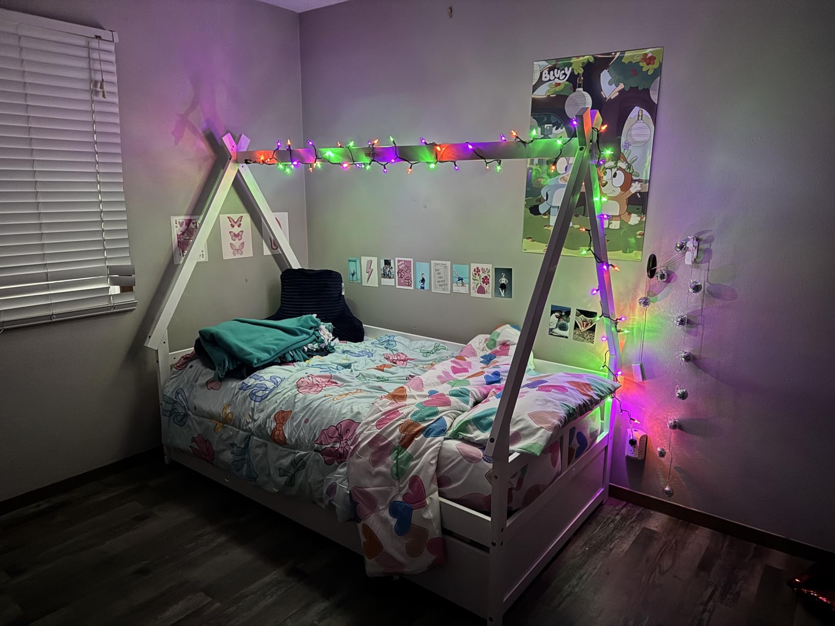 GIANTEX Twin Bed with 2 Storage Drawers, Wood Montessori House Tent Bed Frame with Safety Guardrail, Low Teepee Bed with Wood Slat Support for Boys Girls Teens, No Box Spring Needed, Kids Bed (White) customer photo 2