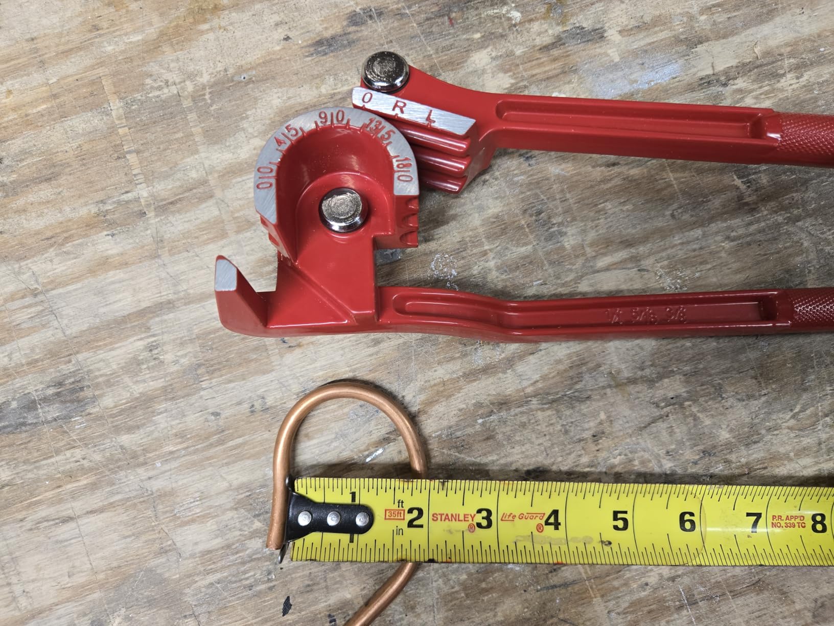3 In 1 Tubing Bender, 0-180 Degrees Tube Bender Manual Pipe Bender Tool for 1/4 5/16 3/8 Inch Copper Aluminum Brass and Thin Steel Pipes(Red) customer photo 2