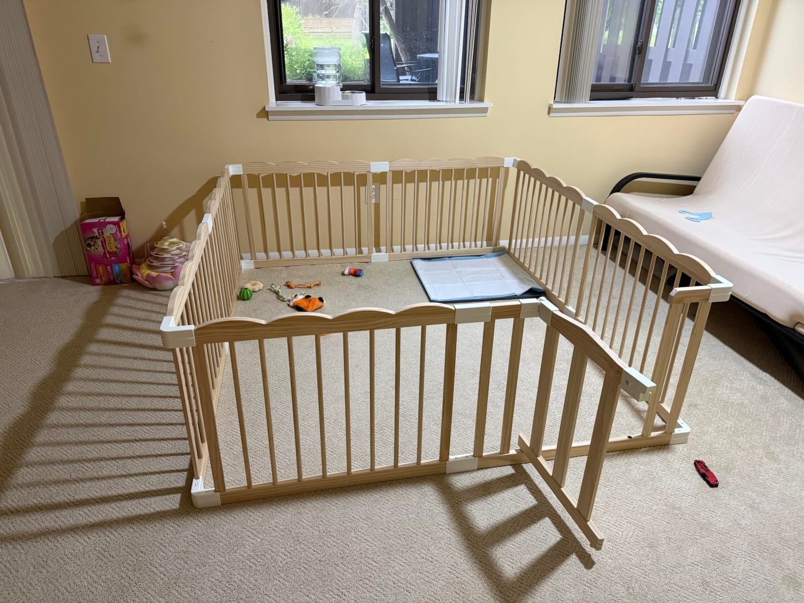 Wooden Baby Playpen 98x65x24In Adjustable Play Yard with Lock Gate customer photo 1