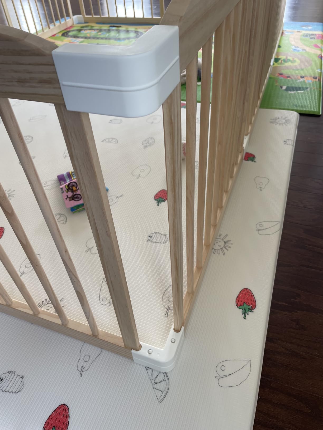 Wooden Baby Playpen 98x65x24In Adjustable Play Yard with Lock Gate customer photo 2