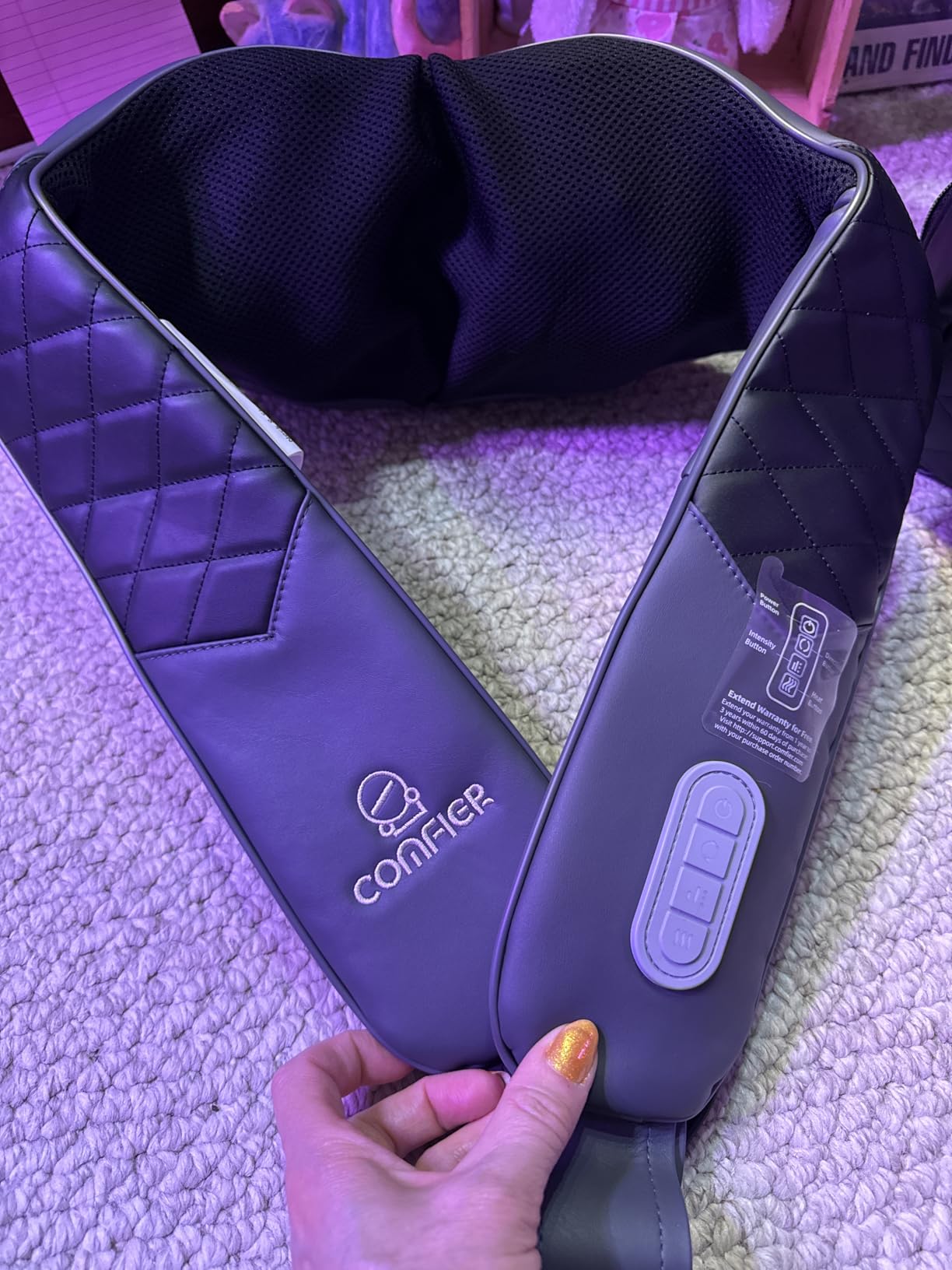 COMFIER Massage Seat Cushion, Back Massager with 8 Vibration Nodes & 5 Modes, Adjustable Chair Massage Pad with Heat for Home Office, Heated Chair Pad,Gifts for Men,Women customer photo 2