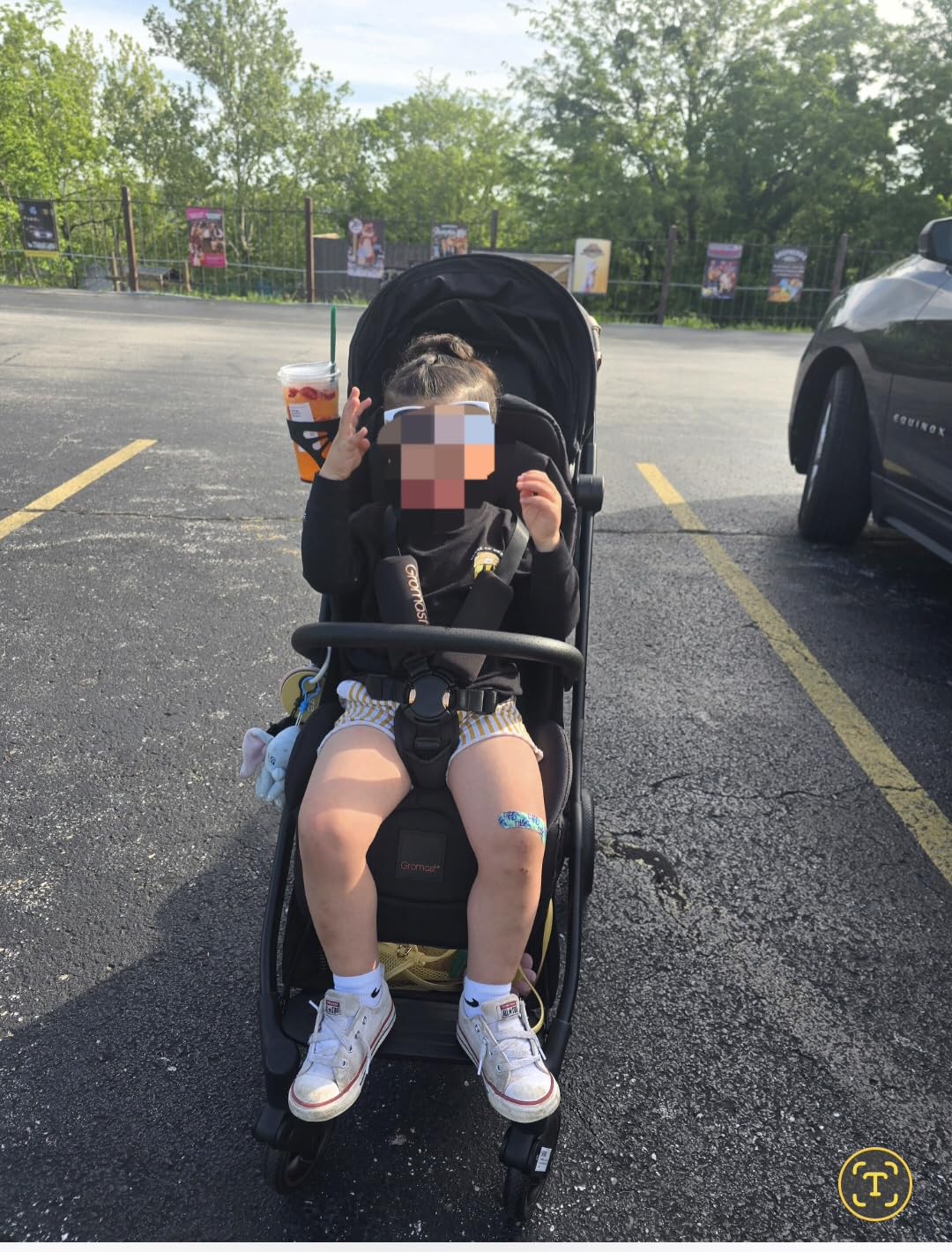 Gromast Gravity Folding Baby Stroller - Portable Travel Toddler Stroller w/Adjustable Backrest, Canopy & Cup Holder, Lightweight and UV Protected, One-Hand Automatic Folding - Green customer photo 2