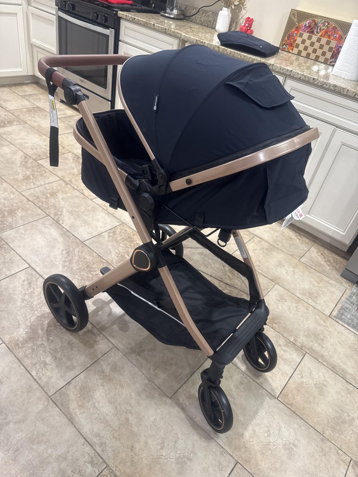 Lortsybab 2 in 1 Baby Stroller, Newborn Infant Toddler Convertible Pram Stroller for 0-36 Months Old Babies (Beige) customer photo 2