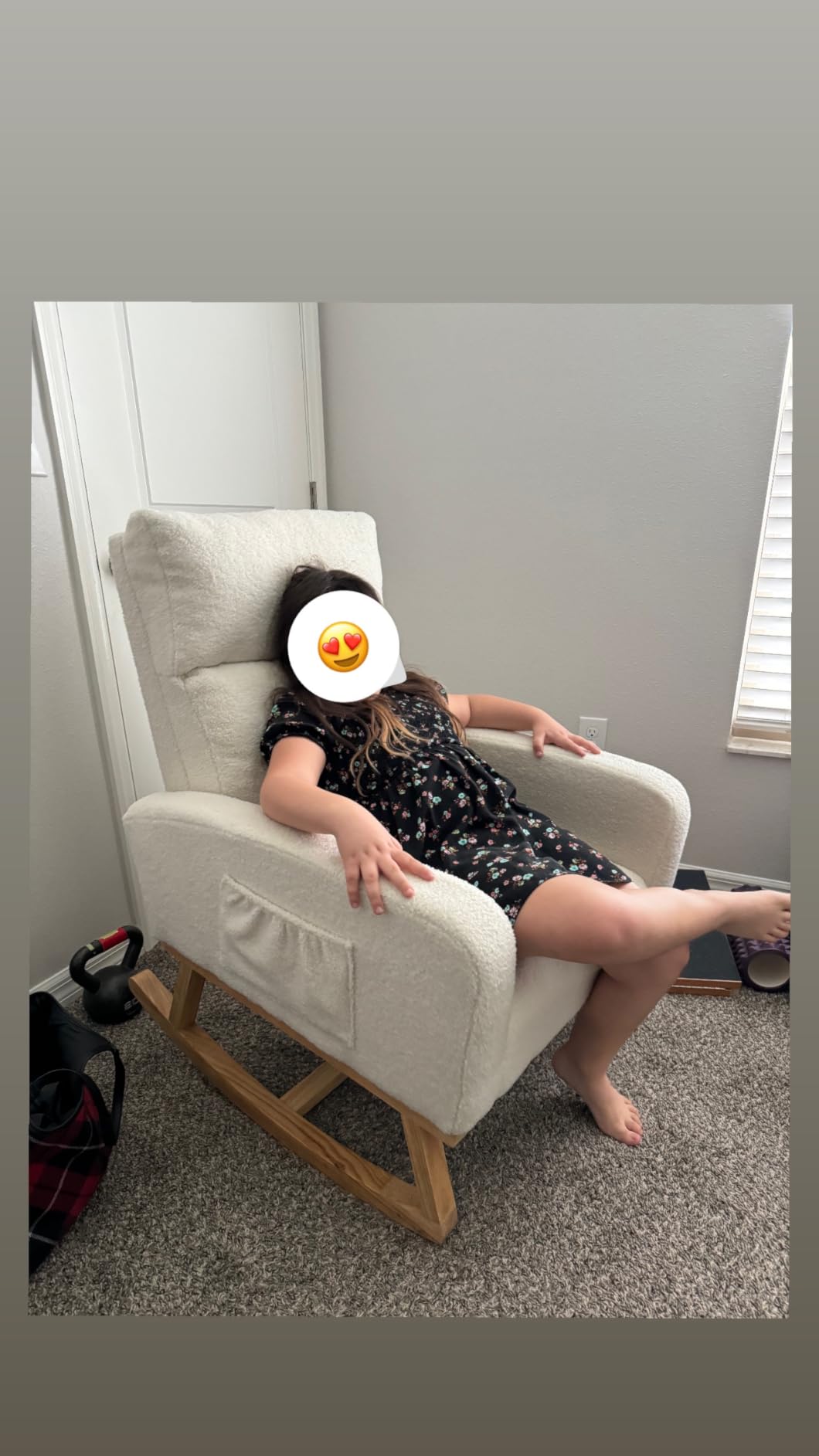 HCHAIRH Rocking Chair Nursery, Sherpa Nursing Rocking Chairs, Upholstered Nursery Glider Rocker for Mom Nursery Morden Accent Rocking Chair with Side Pocket for Living Room,Bedroom, Camel customer photo 2