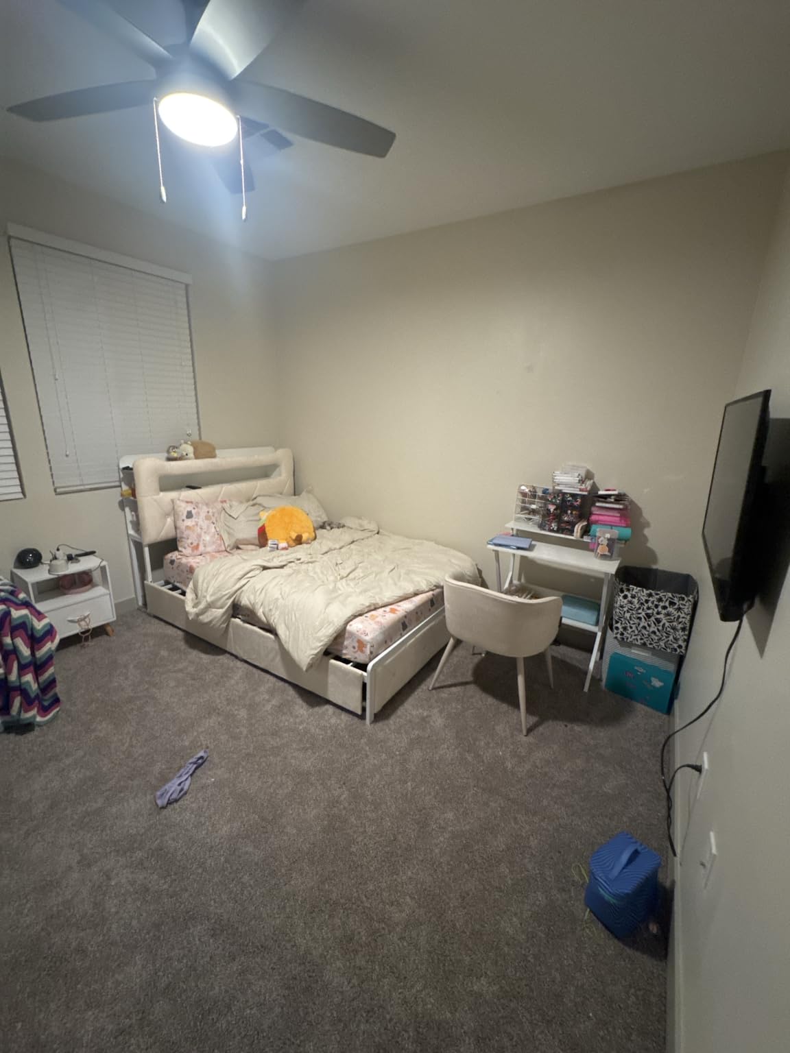 Full Upholstered LED Bed Frame with 2 Storage Drawers and 2-Tier Storage Headboard, Velvet Princess Platform Bed with Charging Station & Bookcase, Heavy Duty Metal Support, No Box Spring Needed, Pink customer photo 1