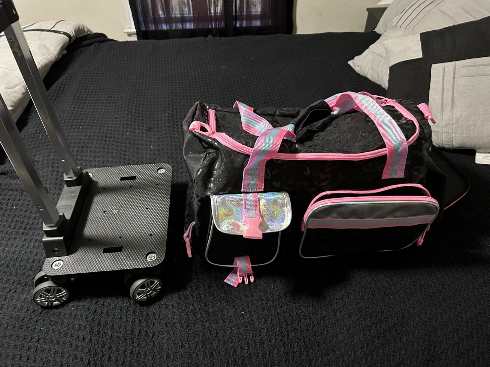 Girls Rolling Duffel Bag with Wheels - Travel Bag for Kids, Overnight, Dance & Gym Use with Shoe Compartment customer photo 2