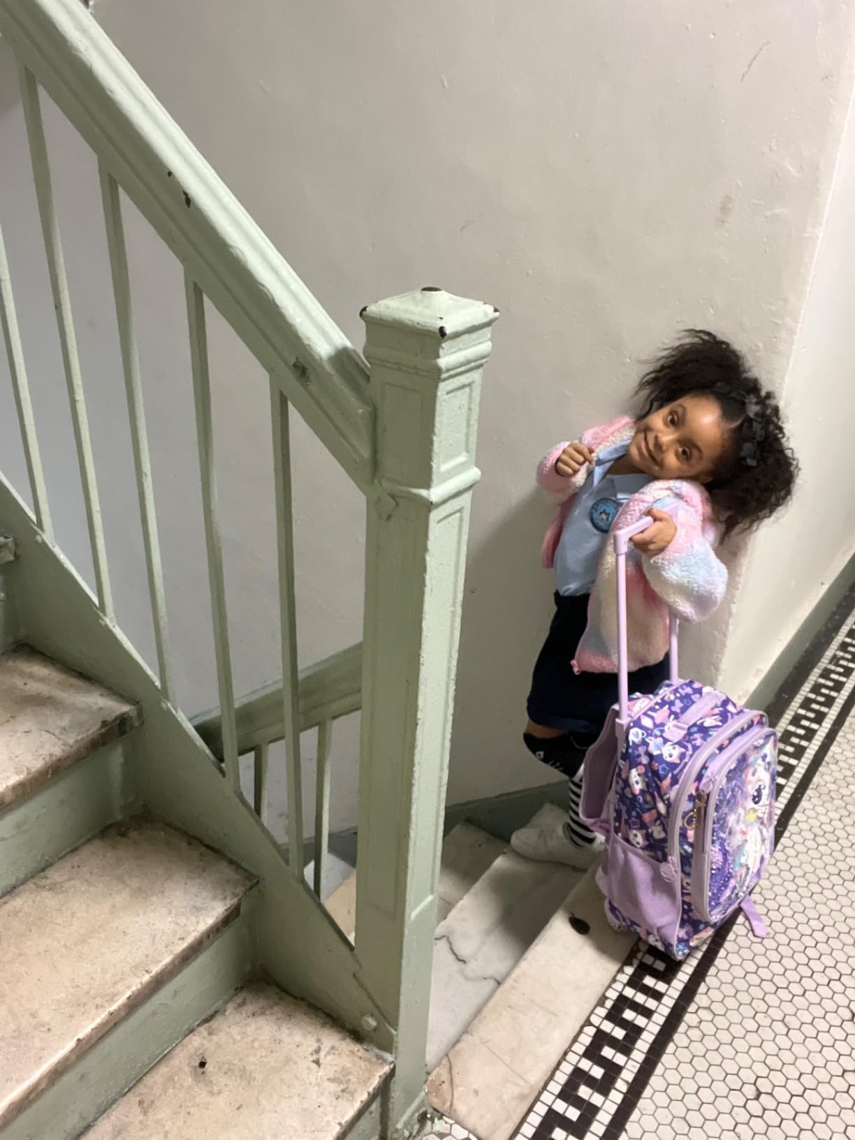 UFNDC 3PCS Rolling Backpack for Girls and Boys， Kids Unicorn Dinosaur Wheeled Bookbag customer photo 1